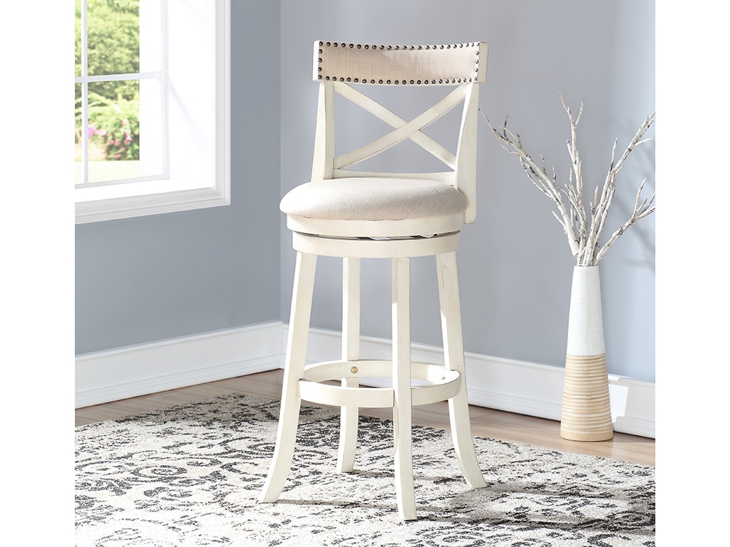 New Classic Casual Dining YORK 29 BARSTOOL ANTIQUE WHITE FABRIC